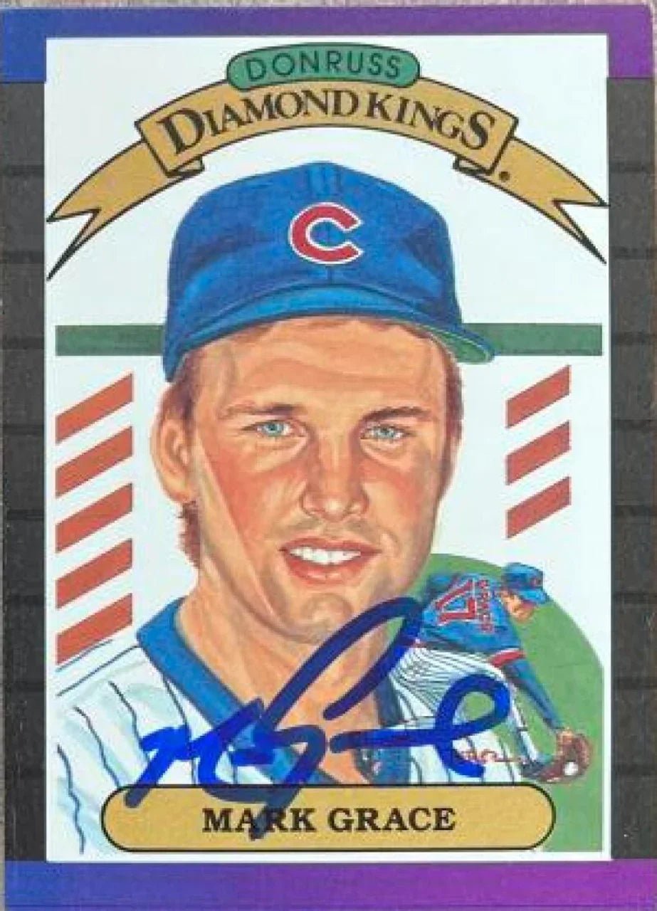 Mark Grace Signed 1989 Donruss Diamond Kings Baseball Card - Chicago Cubs