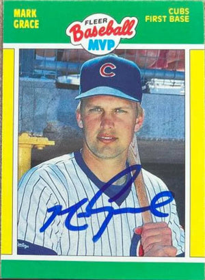 Mark Grace Signed 1989 Fleer MVPs Baseball Card - Chicago Cubs