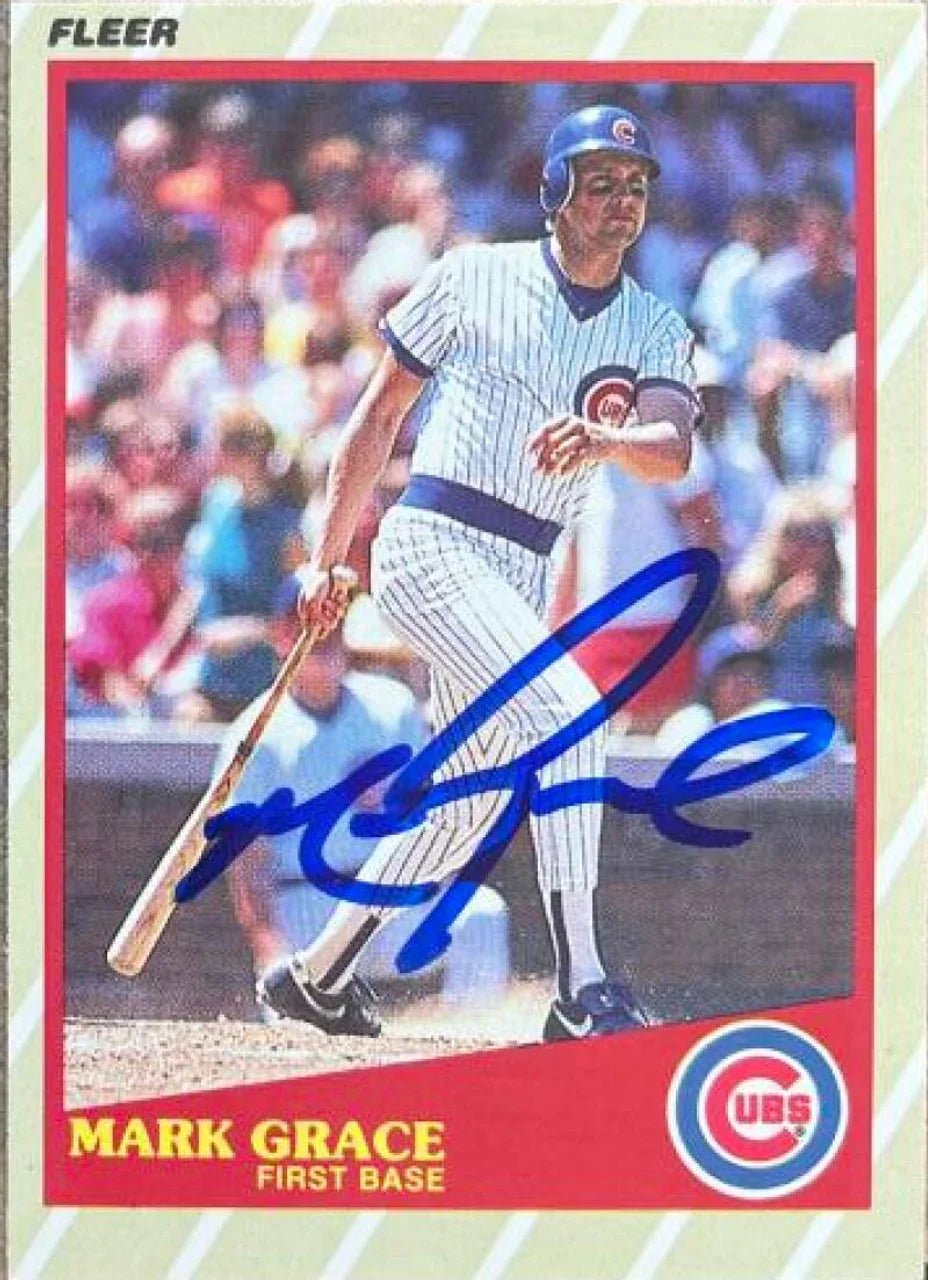Mark Grace Signed 1989 Fleer SuperStars Baseball Card - Chicago Cubs