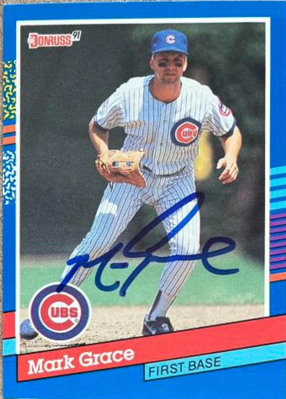 Mark Grace Signed 1991 Donruss Baseball Card - Chicago Cubs