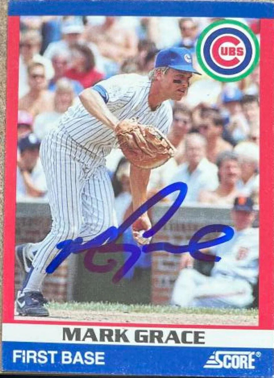 Mark Grace Signed 1991 Score 100 Superstars Baseball Card - Chicago Cubs