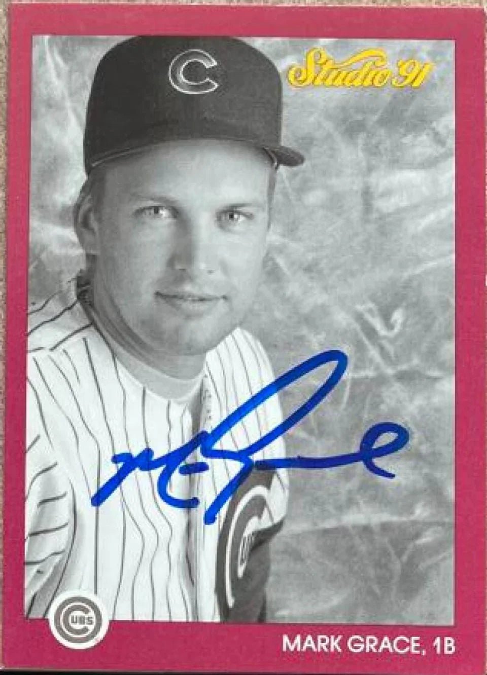 Mark Grace Signed 1991 Studio Baseball Card - Chicago Cubs