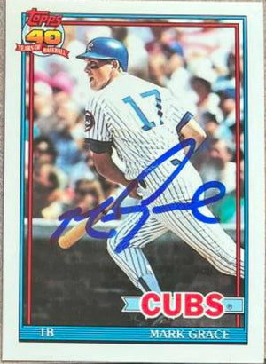 Mark Grace Signed 1991 Topps Tiffany Baseball Card - Chicago Cubs