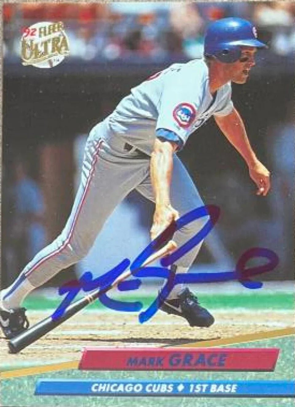 Mark Grace Signed 1992 Fleer Ultra Baseball Card - Chicago Cubs