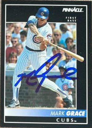 Mark Grace Signed 1992 Pinnacle Baseball Card - Chicago Cubs