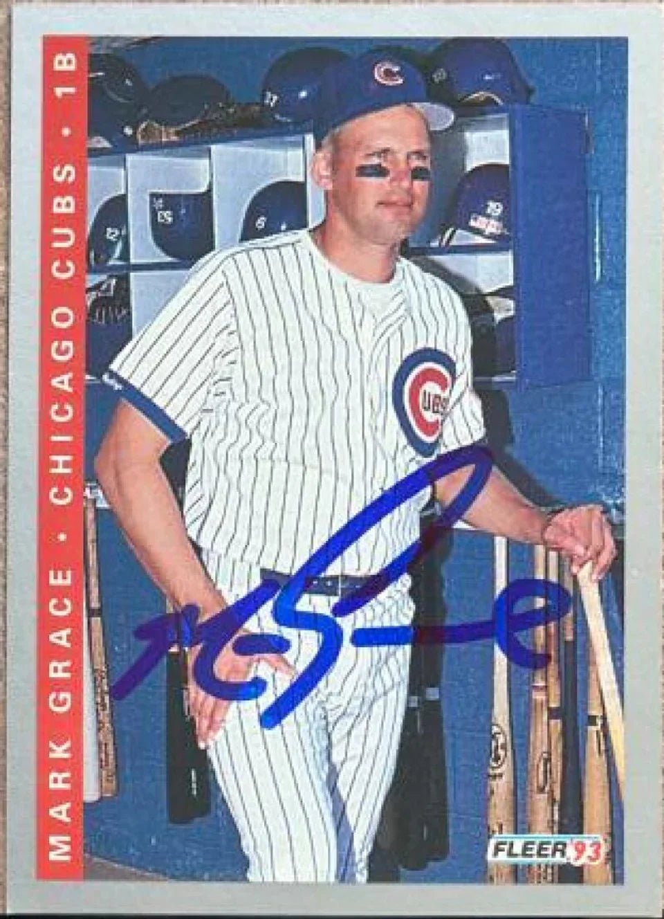 Mark Grace Signed 1993 Fleer Baseball Card - Chicago Cubs