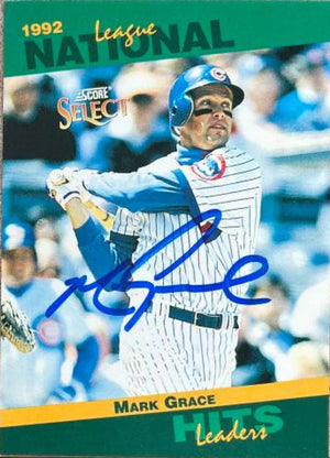 Mark Grace Signed 1993 Score Select Stat Leaders Baseball Card - Chicago Cubs #12