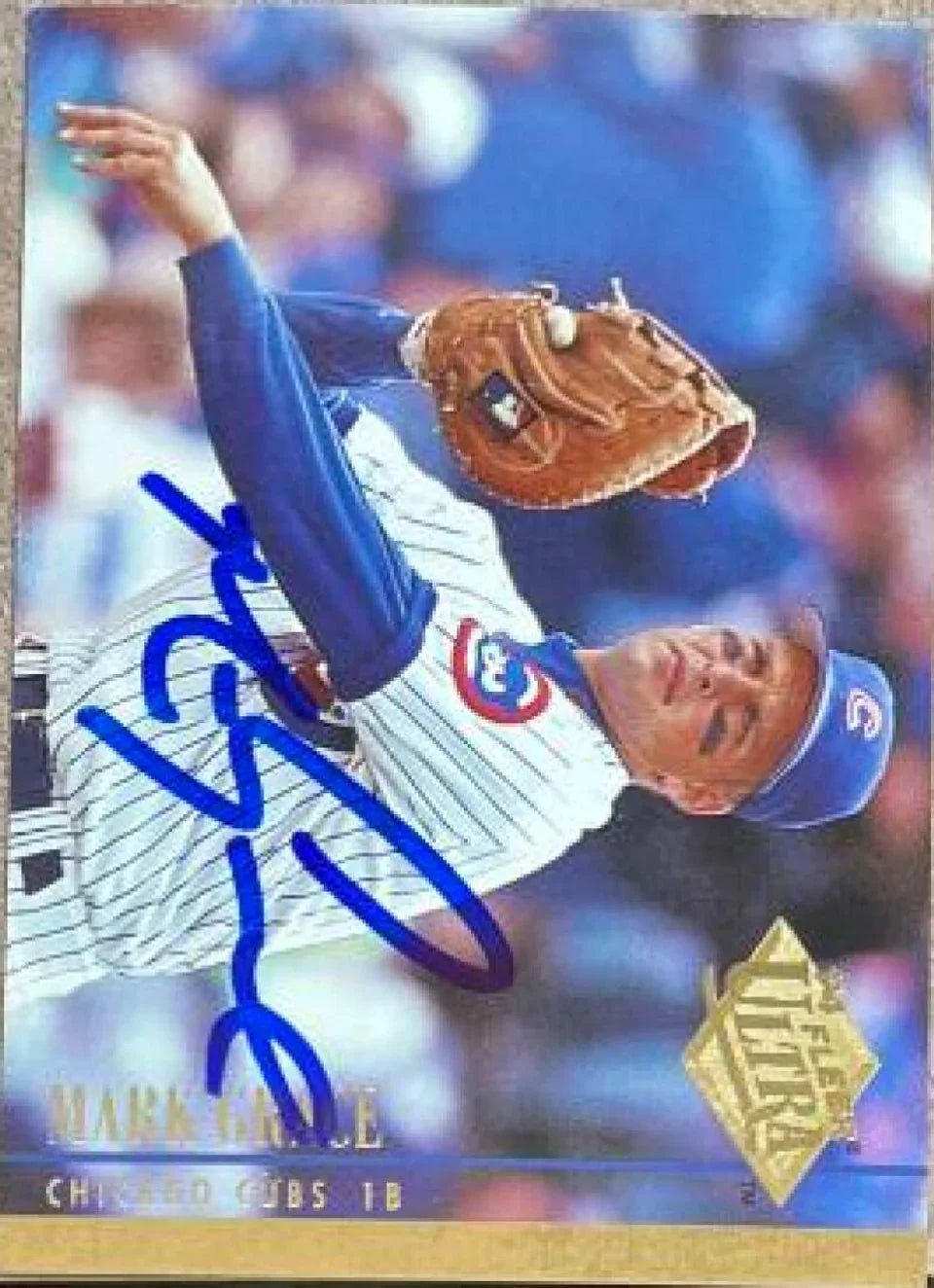 Mark Grace Signed 1994 Fleer Ultra Baseball Card - Chicago Cubs