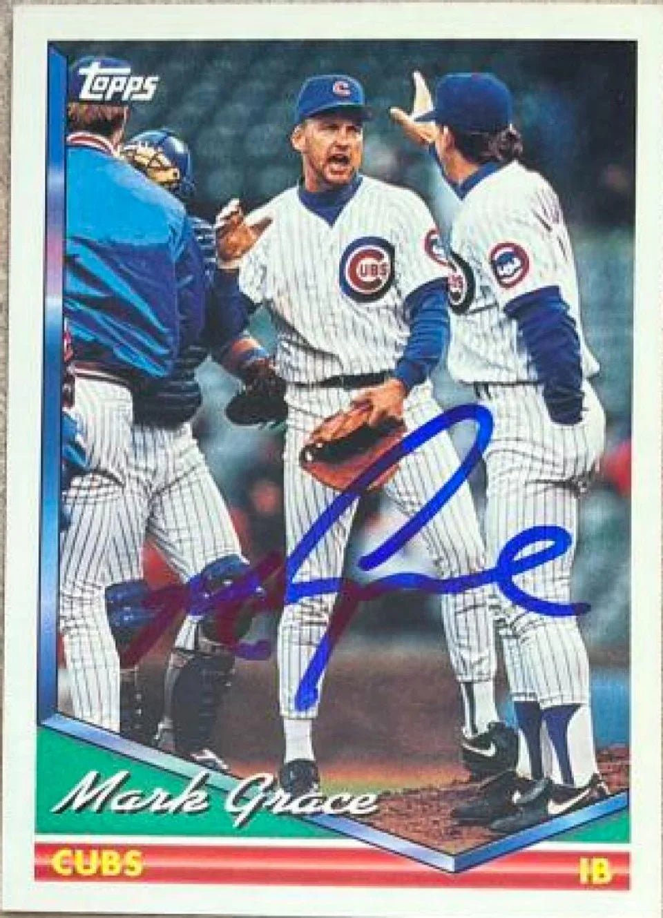 Mark Grace Signed 1994 Topps Baseball Card - Chicago Cubs