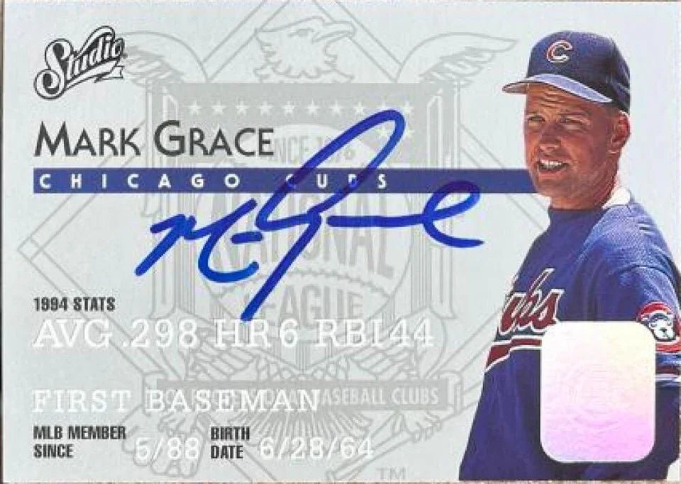 Mark Grace Signed 1995 Studio Baseball Card - Chicago Cubs