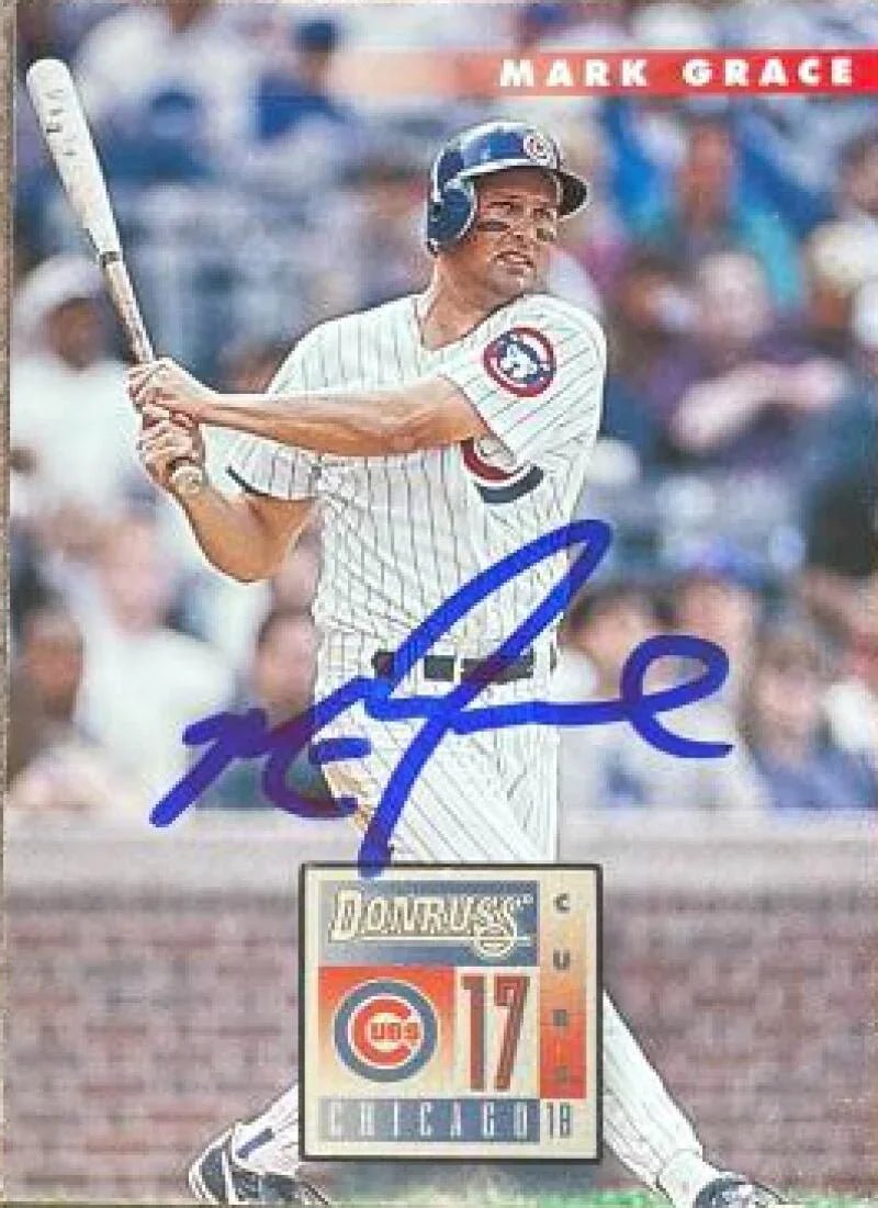 Mark Grace Signed 1996 Donruss Baseball Card - Chicago Cubs #189