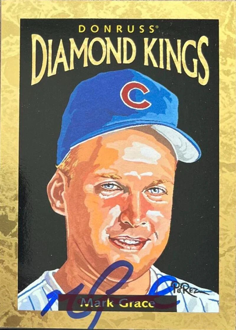 Mark Grace Signed 1996 Donruss Diamond Kings Baseball Card - Chicago Cubs #DK-14