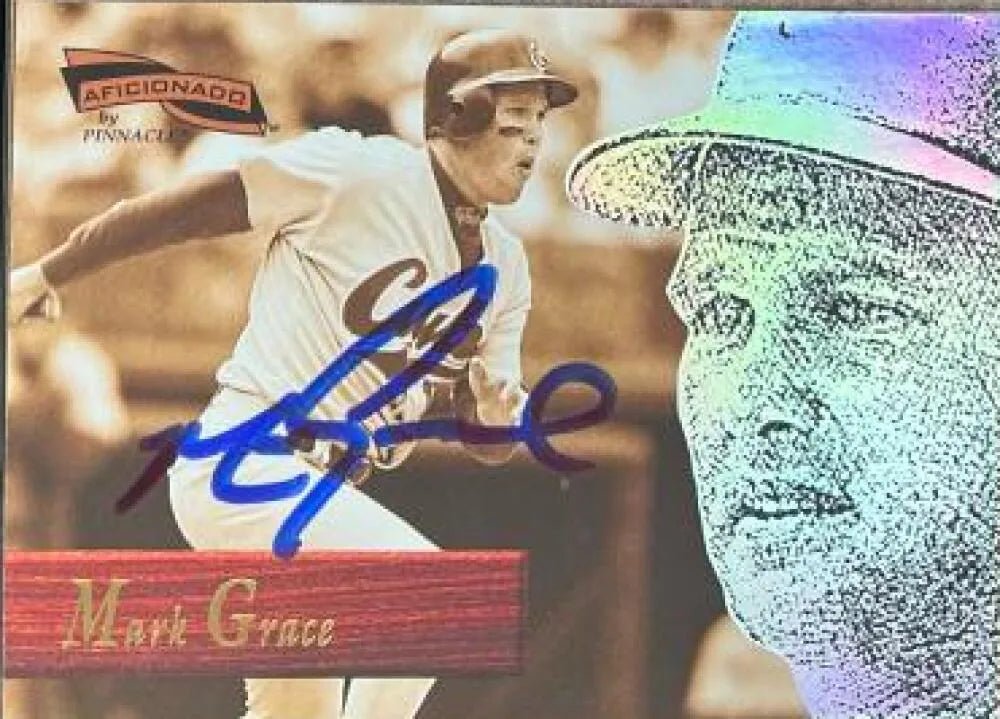 Mark Grace Signed 1996 Pinnacle Aficionado Baseball Card - Chicago Cubs #52