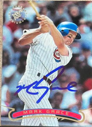 Mark Grace Signed 1996 Stadium Club Baseball Card - Chicago Cubs #160