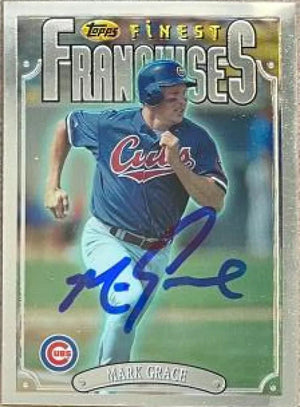 Mark Grace Signed 1996 Topps Finest Baseball Card - Chicago Cubs #341 FR, SIL