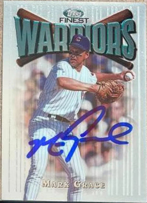 Mark Grace Signed 1997 Topps Finest Baseball Card - Chicago Cubs #141