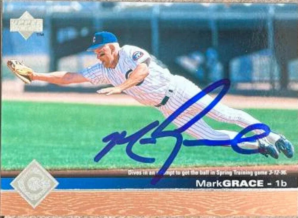 Mark Grace Signed 1997 Upper Deck Baseball Card - Chicago Cubs #35