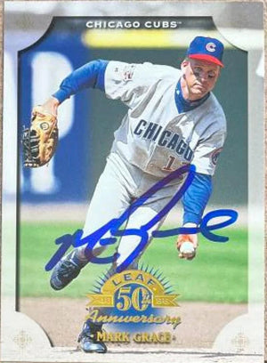 Mark Grace Signed 1998 Leaf Baseball Card - Chicago Cubs #97