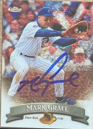 Mark Grace Signed 1998 Topps Finest Baseball Card - Chicago Cubs #160