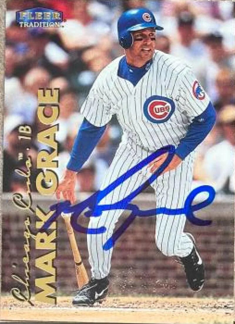 Mark Grace Signed 1999 Fleer Tradition Baseball Card - Chicago Cubs #117