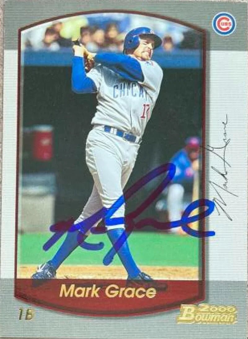 Mark Grace Signed 2000 Bowman Baseball Card - Chicago Cubs #20