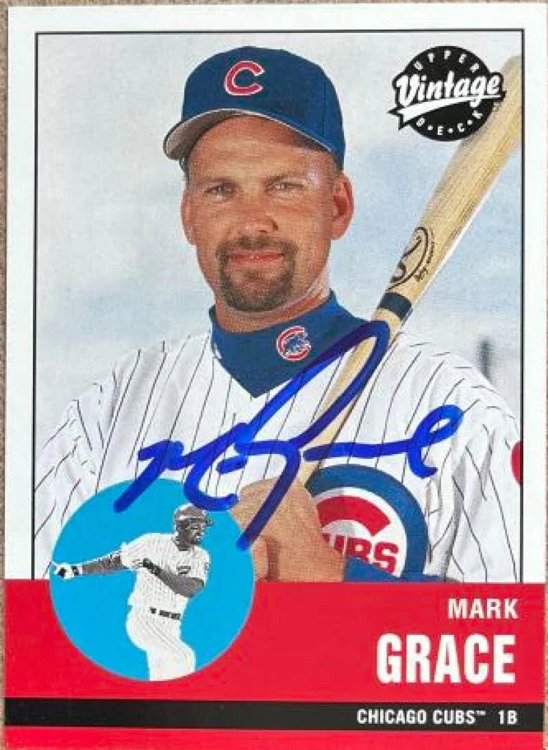Mark Grace Signed 2001 Upper Deck Vintage Baseball Card - Chicago Cubs #209