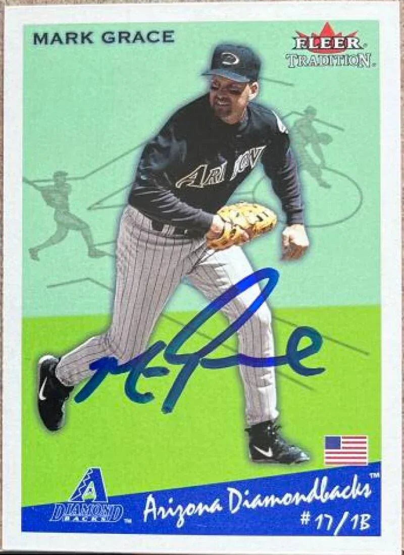 Mark Grace Signed 2002 Fleer Tradition Baseball Card - Arizona Diamondbacks #42 SP