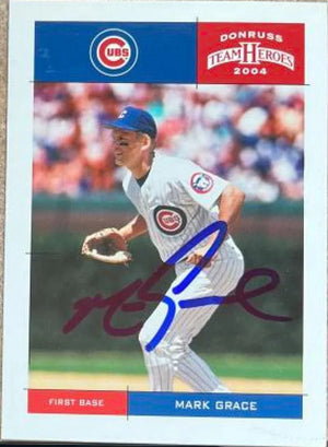 Mark Grace Signed 2004 Donruss Team Heroes Baseball Card - Chicago Cubs #85