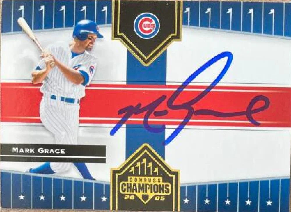 Mark Grace Signed 2005 Donruss Champions Baseball Card - Chicago Cubs #336