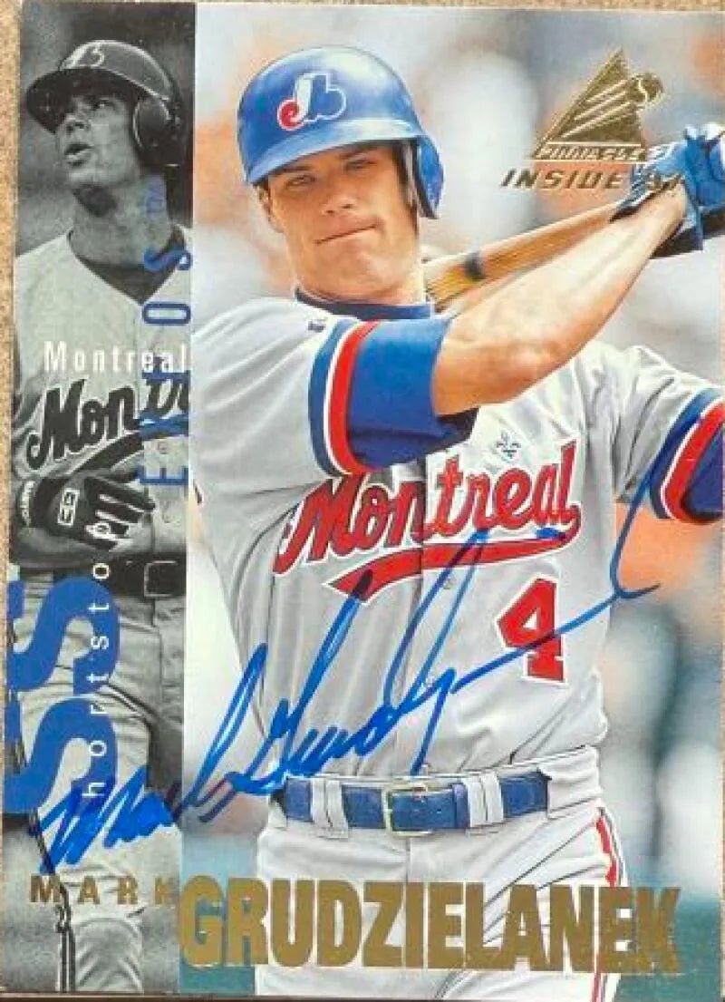Mark Grudzielanek Signed 1997 Pinnacle Inside Baseball Card - Montreal Expos #80