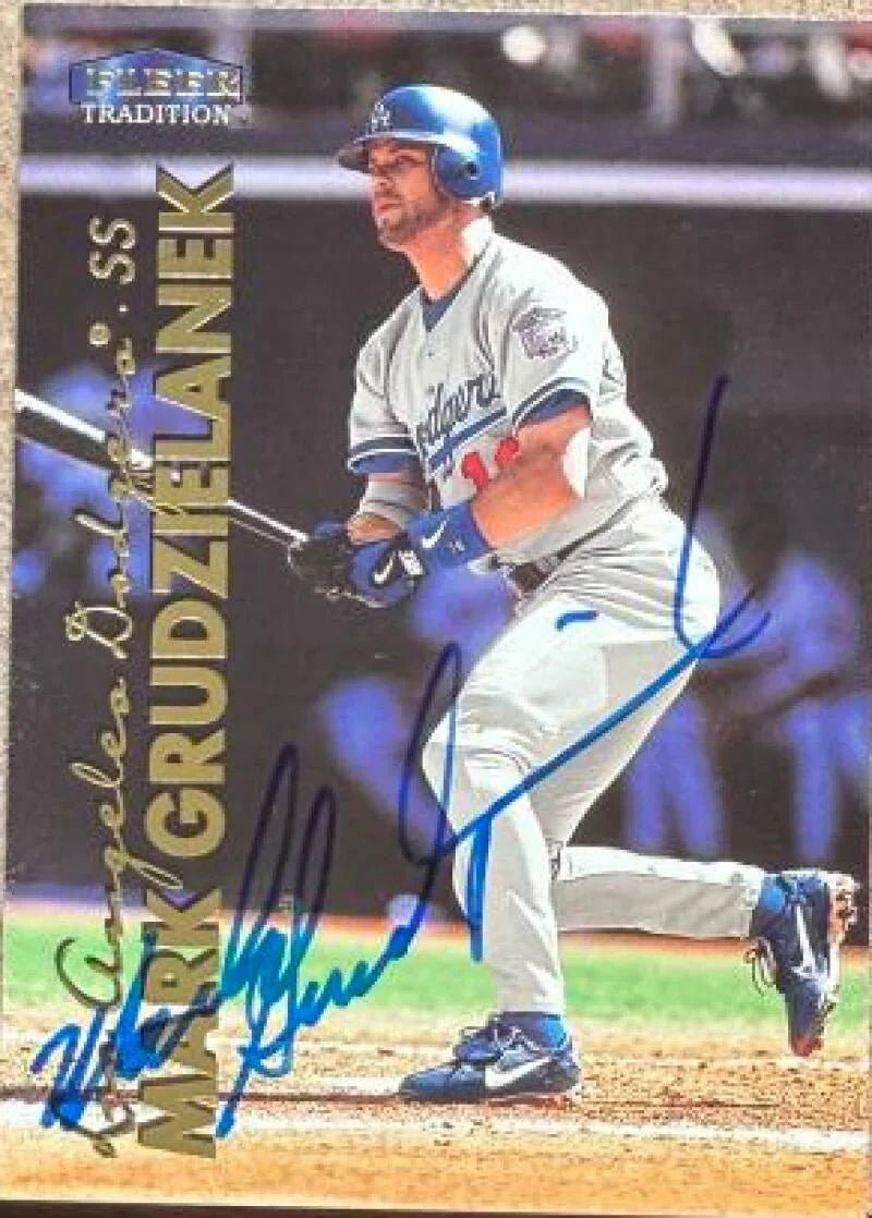 Mark Grudzielanek Signed 1999 Fleer Tradition Baseball Card - Los Angeles Dodgers #419
