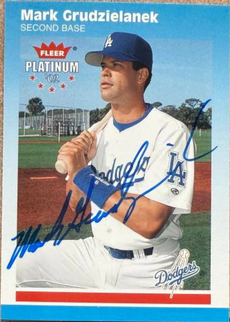 Mark Grudzielanek Signed 2002 Fleer Platinum Baseball Card - Los Angeles Dodgers #216
