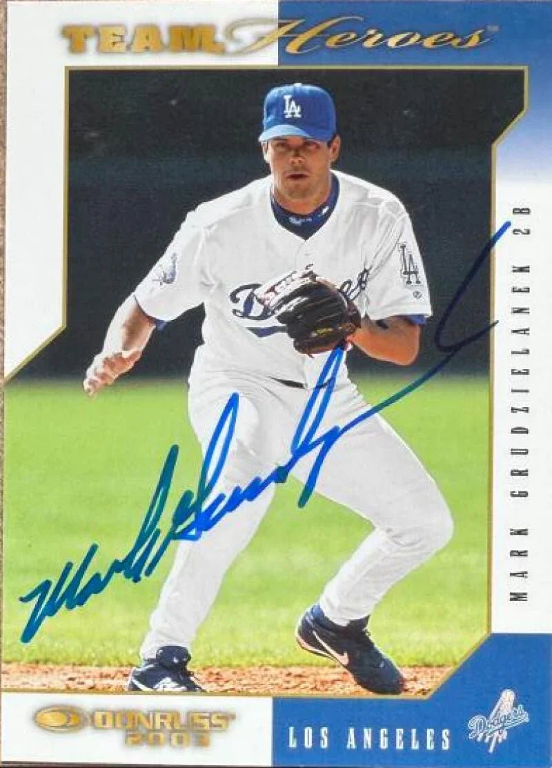 Mark Grudzielanek Signed 2003 Donruss Team Heroes Baseball Card - Los Angeles Dodgers #250