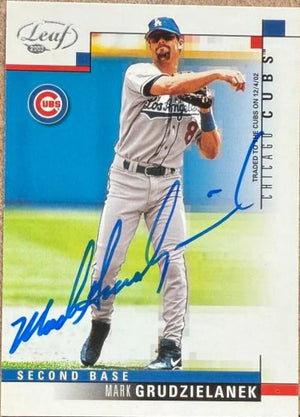 Mark Grudzielanek Signed 2003 Leaf Baseball Card - Los Angeles Dodgers #185
