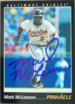 Mark McLemore Signed 1993 Pinnacle Baseball Card - Baltimore Orioles