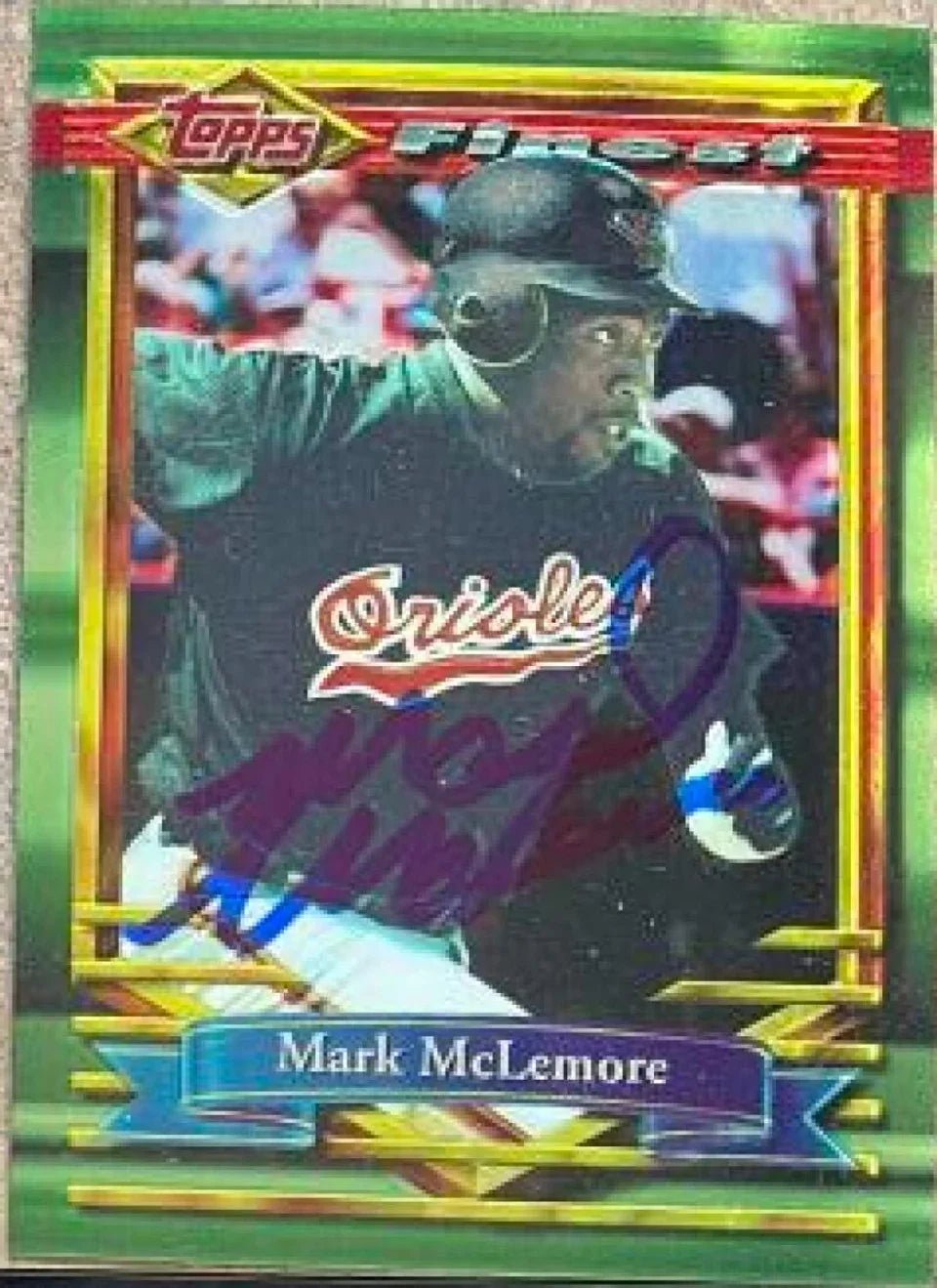 Mark McLemore Signed 1994 Topps Finest Baseball Card - Baltimore Orioles