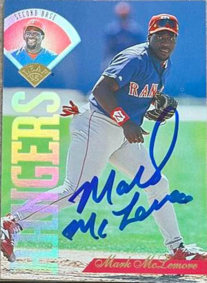Mark McLemore Signed 1995 Leaf Baseball Card - Texas Rangers