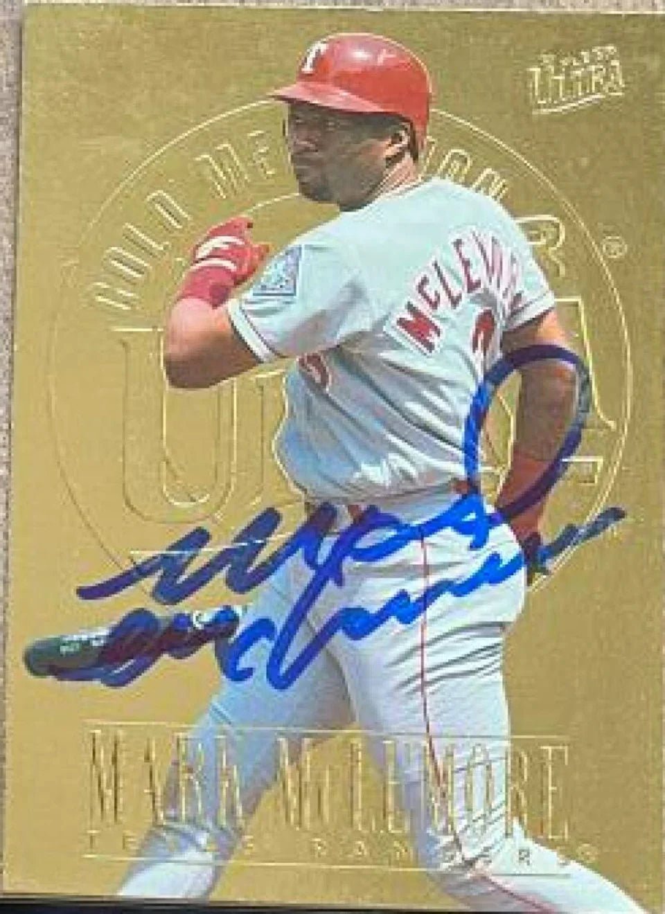 Mark McLemore Signed 1996 Fleer Ultra Gold Medallion Baseball Card - Texas Rangers