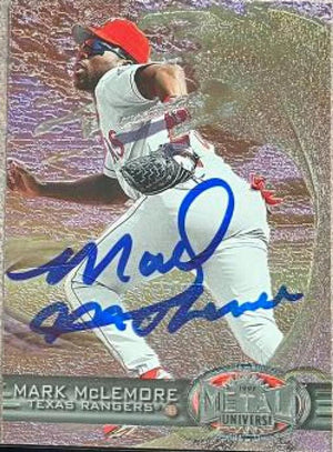Mark McLemore Signed 1997 Metal Universe Baseball Card - Texas Rangers
