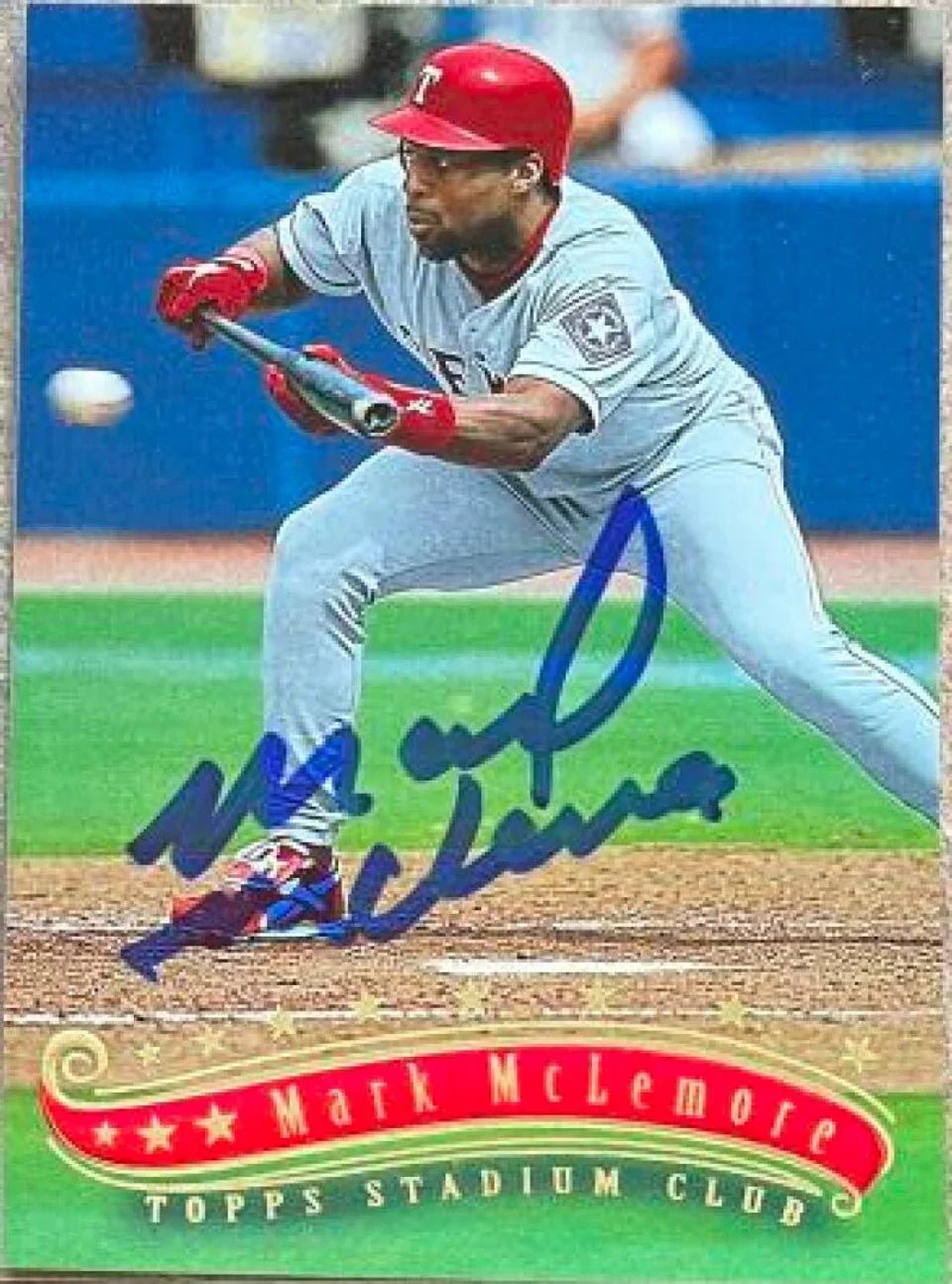 Mark McLemore Signed 1997 Stadium Club Baseball Card - Texas Rangers