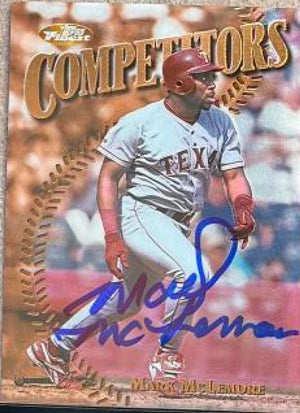 Mark McLemore Signed 1997 Topps Finest Baseball Card - Texas Rangers