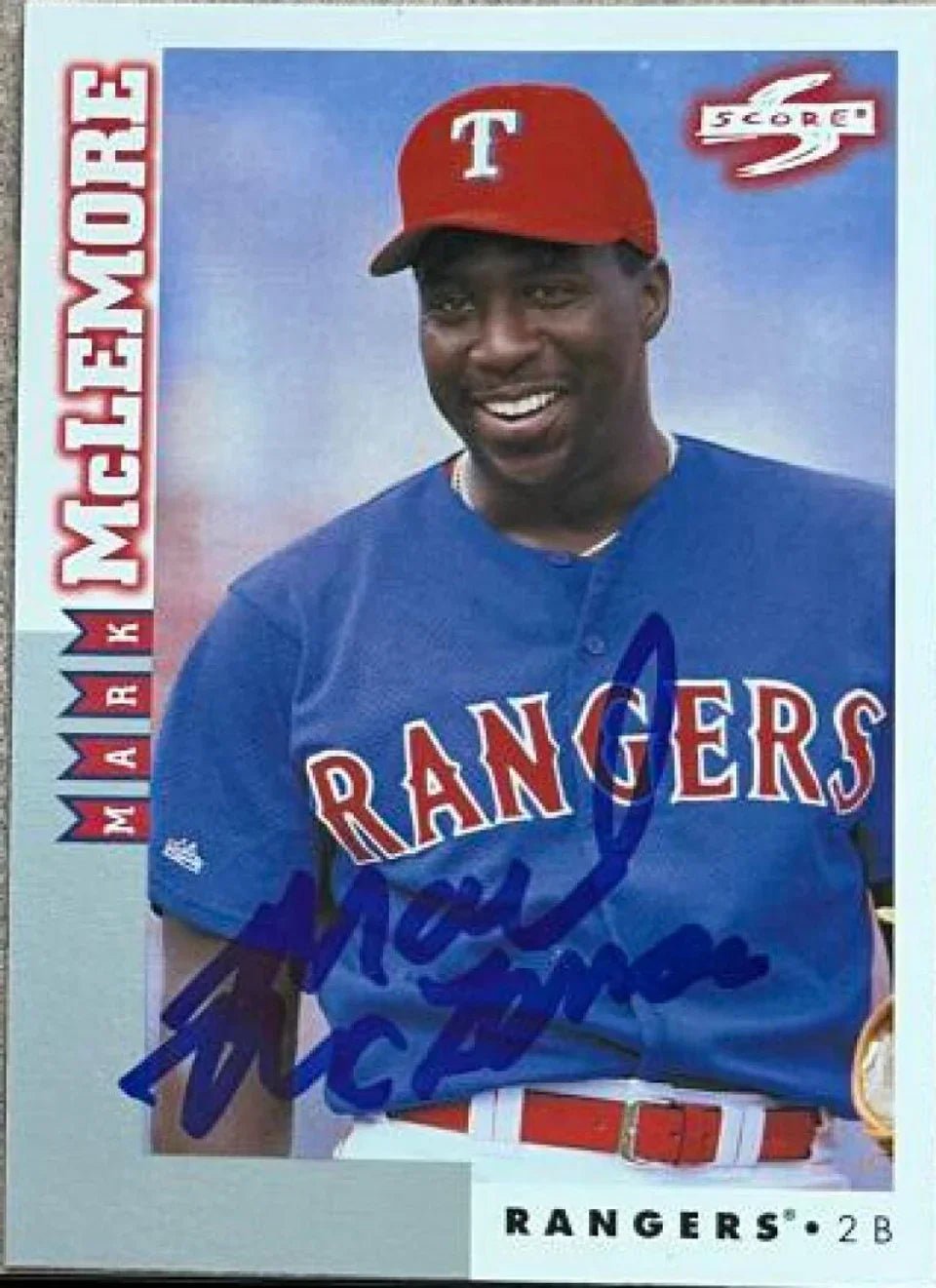 Mark McLemore Signed 1998 Score Rookie & Traded Baseball Card - Texas Rangers