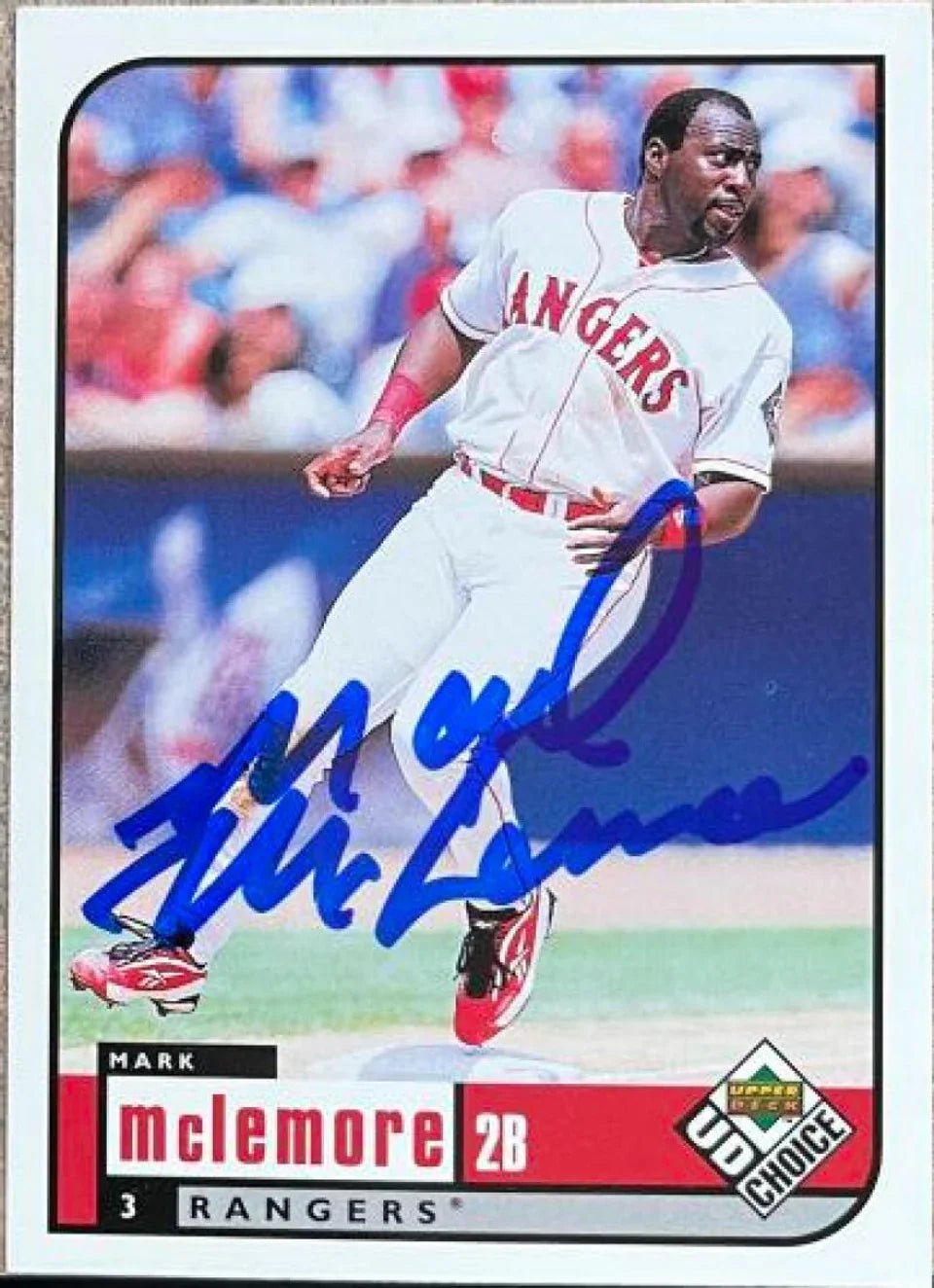 Mark McLemore Signed 1999 UD Choice Baseball Card - Texas Rangers