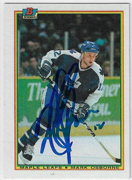 Mark Osborne Signed 1990 - 91 Bowman Hockey Card - Toronto Maple Leafs - PastPros