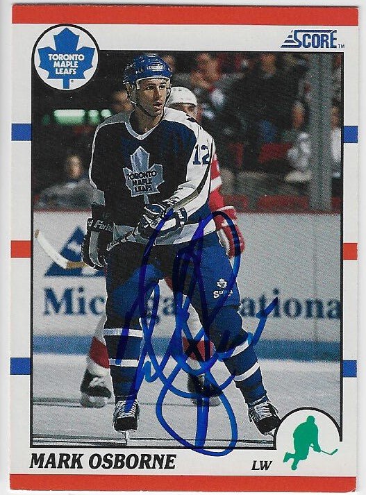 Mark Osborne Signed 1990-91 Score (American) Hockey Card - Toronto Maple Leafs
