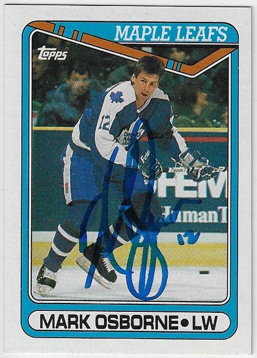 Mark Osborne Signed 1990 - 91 Topps Hockey Card - Toronto Maple Leafs - PastPros