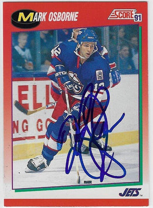 Mark Osborne Signed 1991-92 Score (Canadian) Hockey Card - Winnipeg Jets
