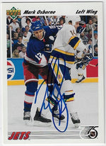Mark Osborne Signed 1991-92 Upper Deck Hockey Card - Winnipeg Jets