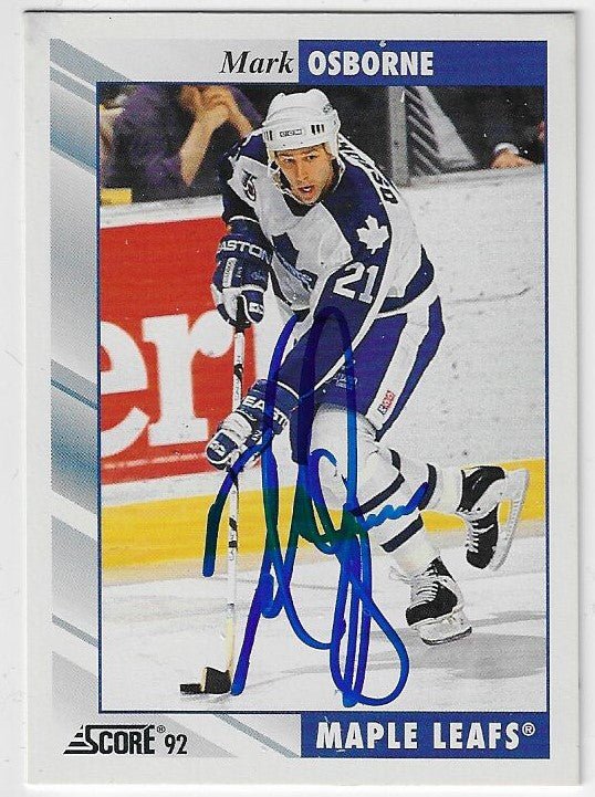 Mark Osborne Signed 1992 - 93 Score Hockey Card - Toronto Maple Leafs - PastPros