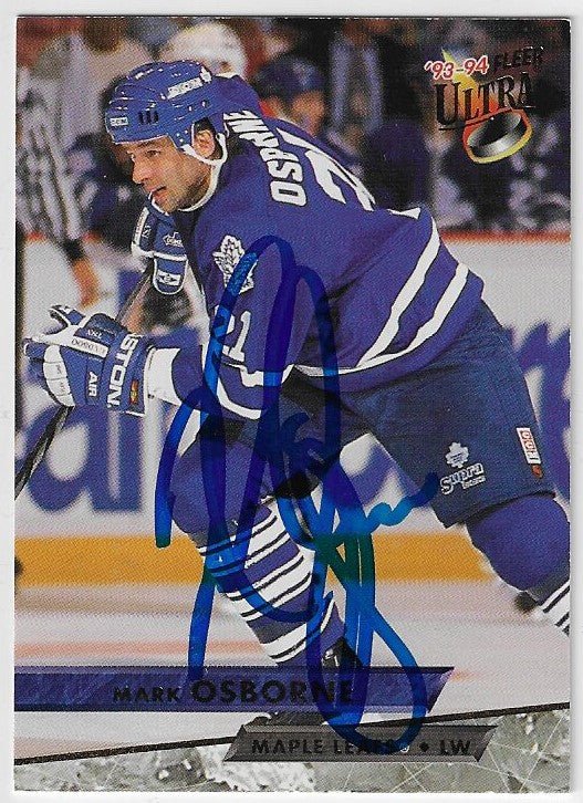 Mark Osborne Signed 1993 - 94 Fleer Ultra Hockey Card - Toronto Maple Leafs - PastPros